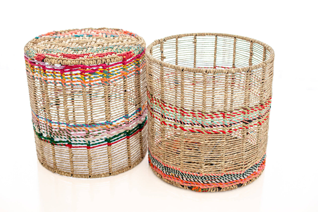Sari Wrapped Stool/Basket
