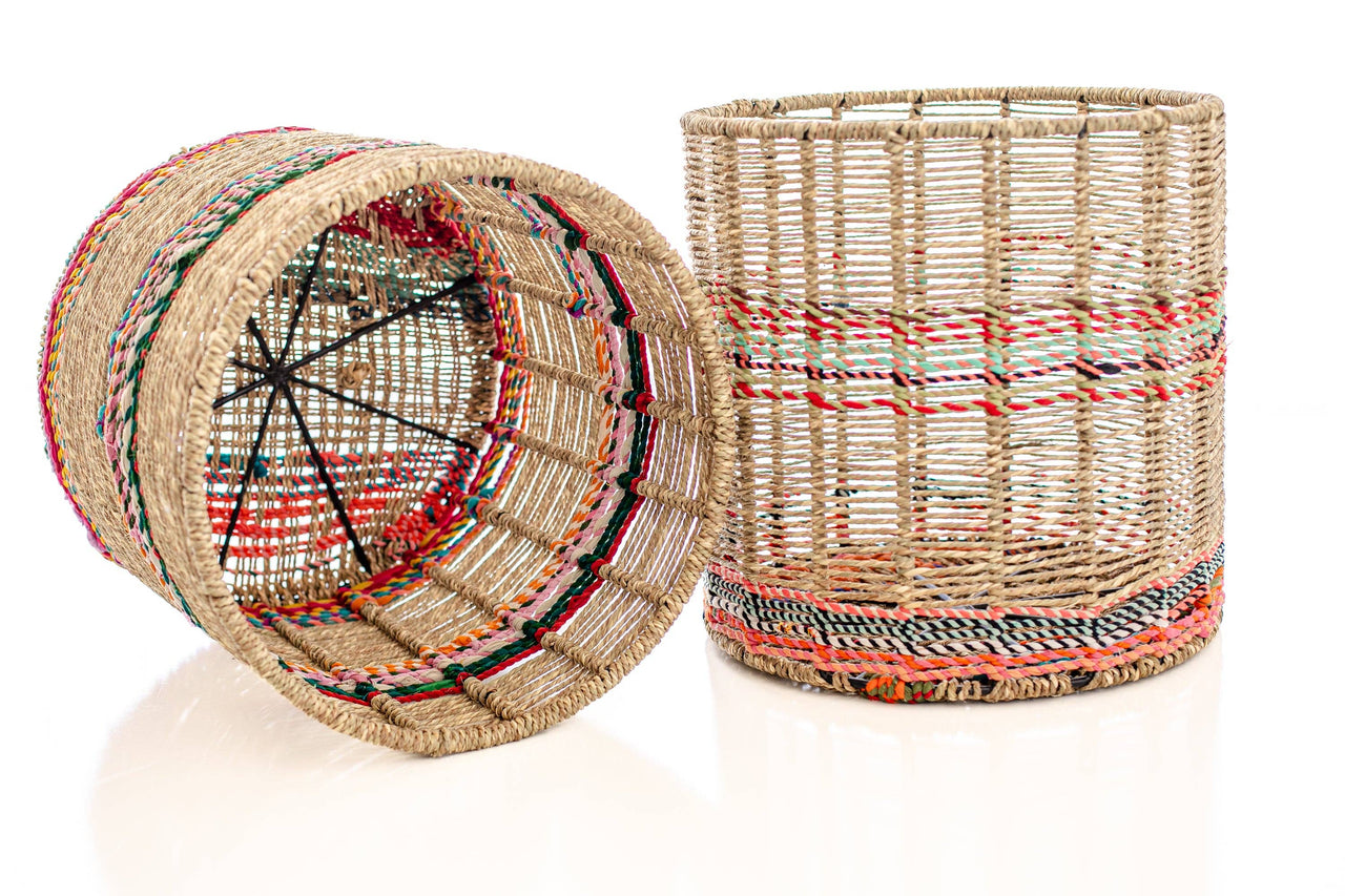 Sari Wrapped Stool/Basket