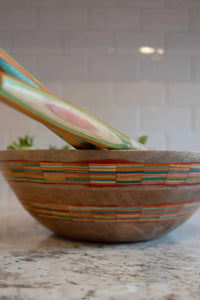 Thumbnail for Striped Mango Wood Salad Bowl