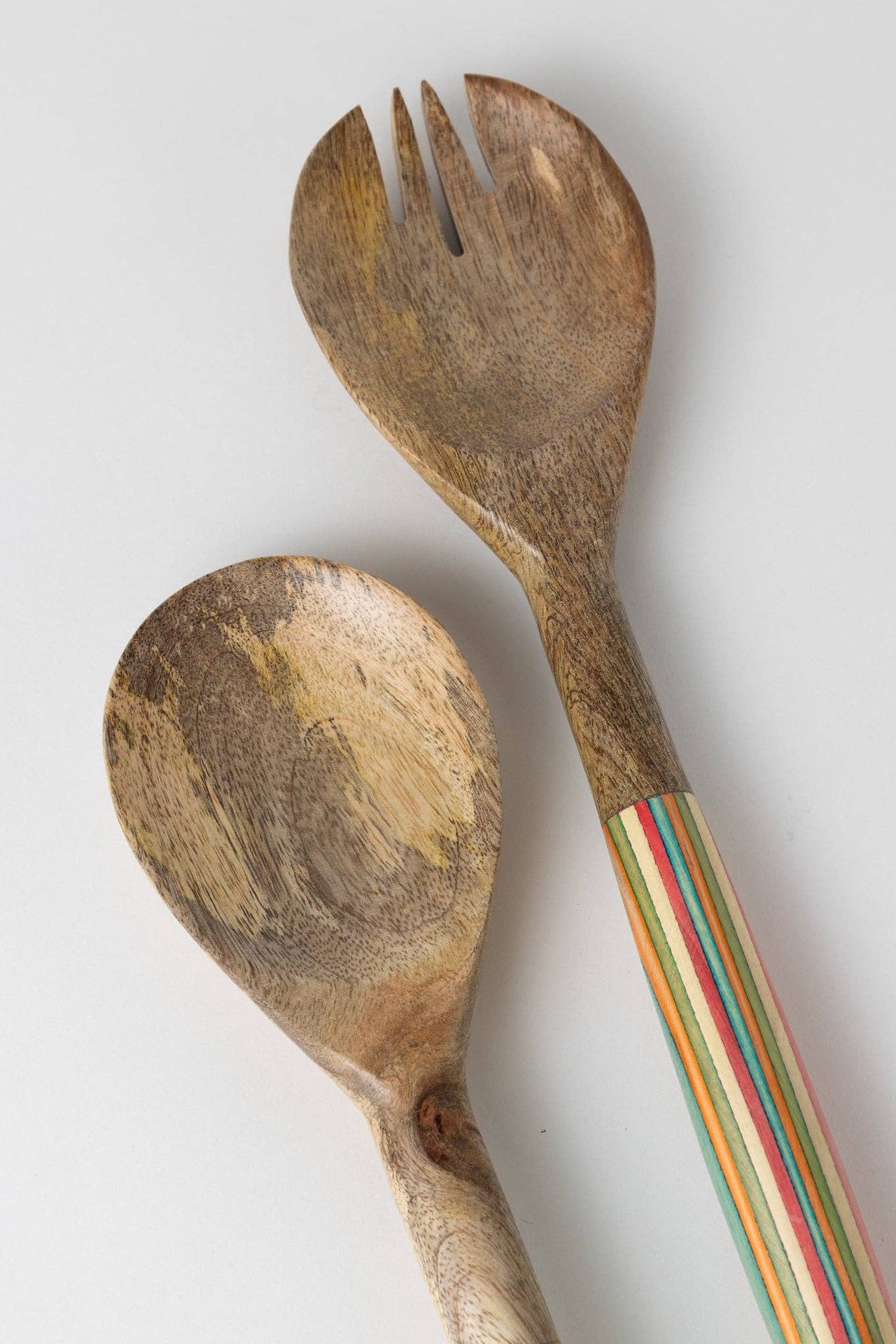 Striped Mango Wood Salad Servers