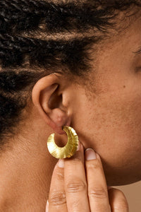 Thumbnail for Usha Brass Ruffle Post Earrings