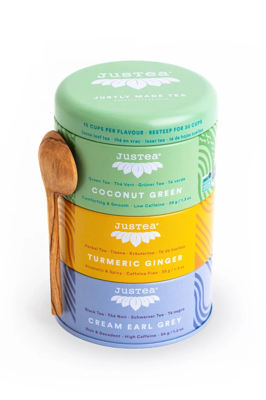 JusTea Trio Tin & Spoon Set