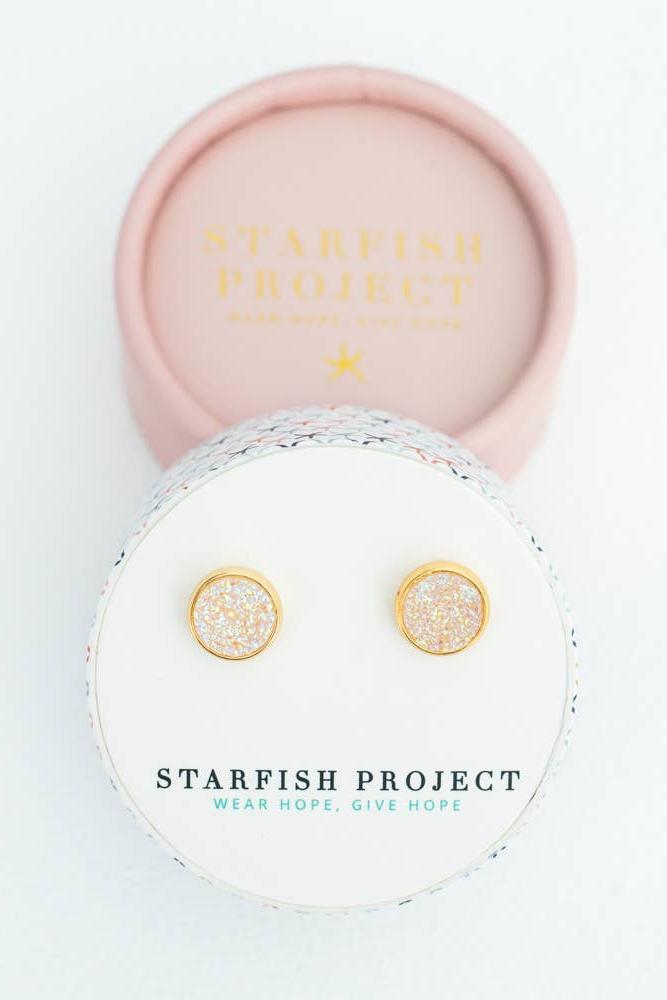 Brittany White Agate Studs