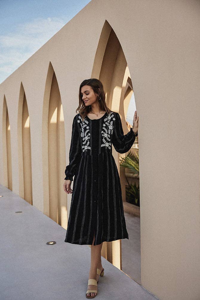 Susan Flax-Linen Midi Shirt Dress With Pockets