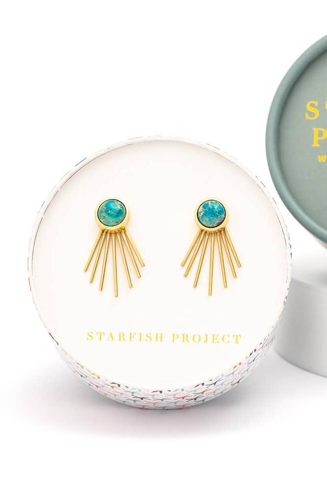 Caroline Stud + Fringe Earrings