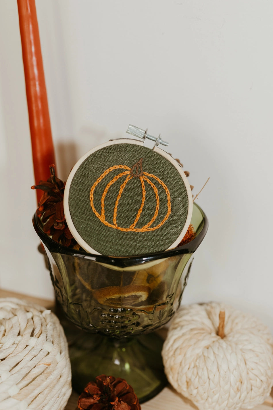 Embroidered Pumpkin Hoop