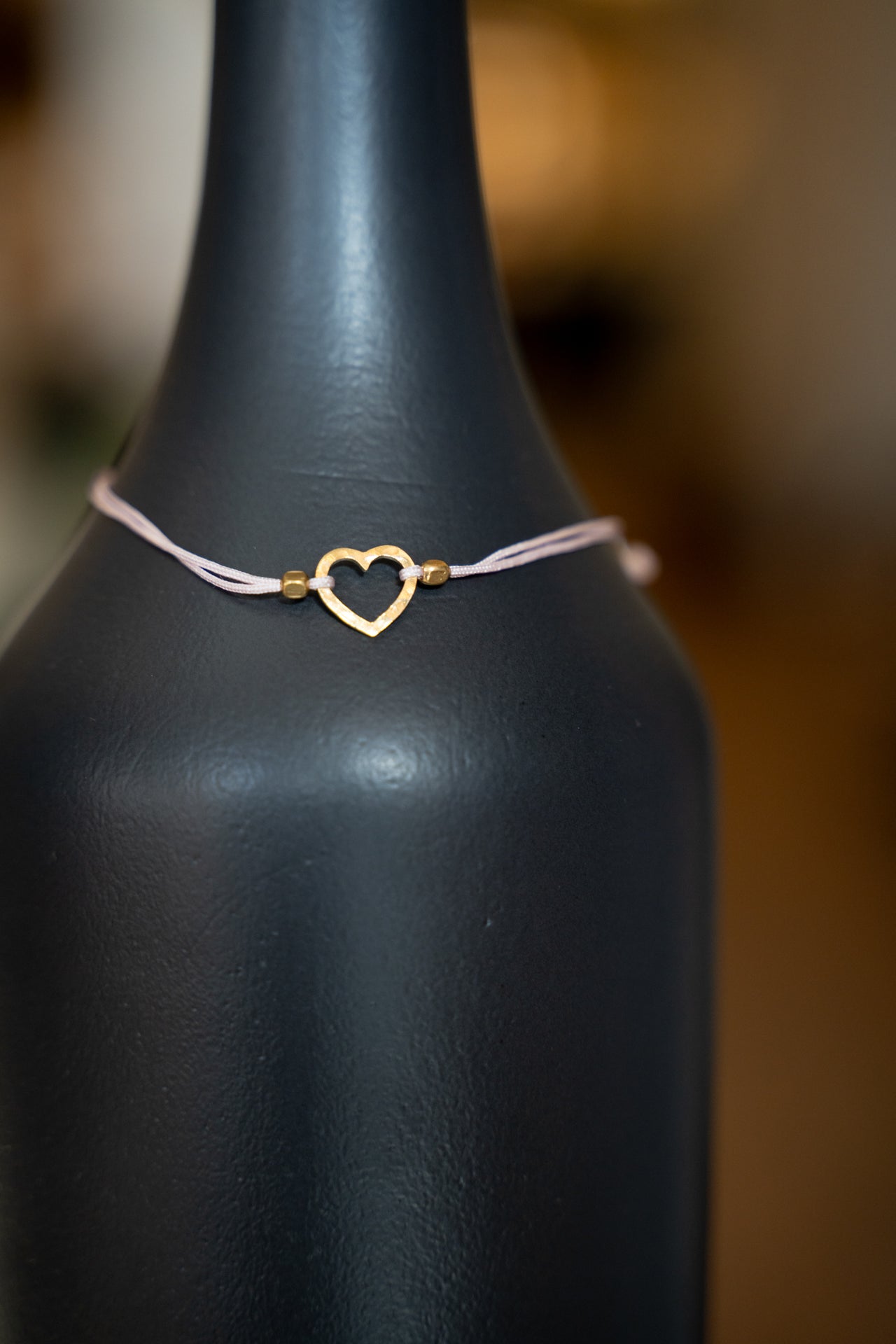 Hammered Heart String Bracelet