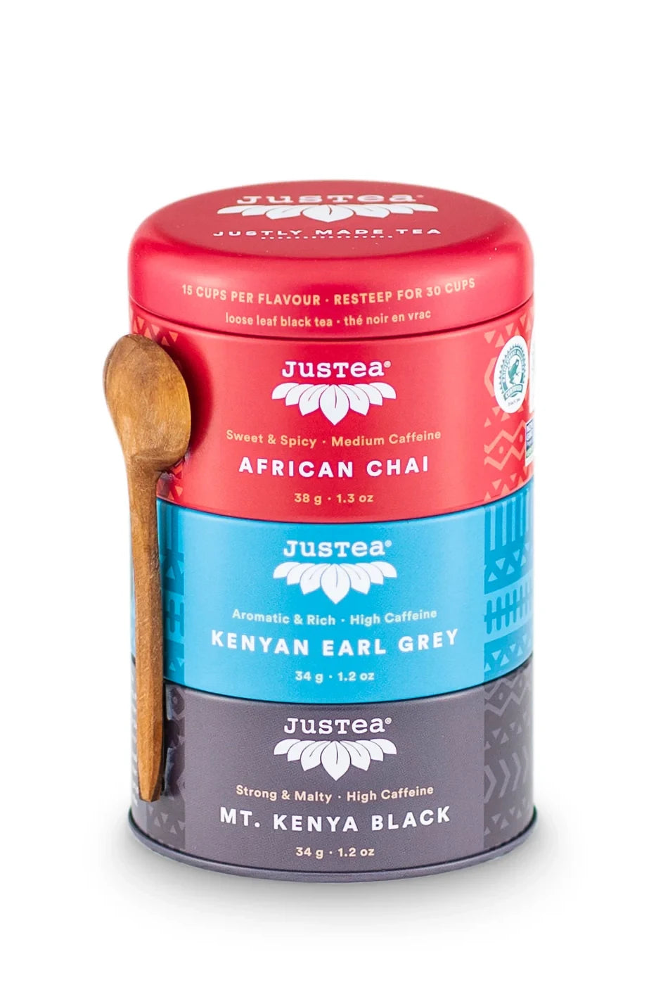 JusTea Trio Tin & Spoon Set