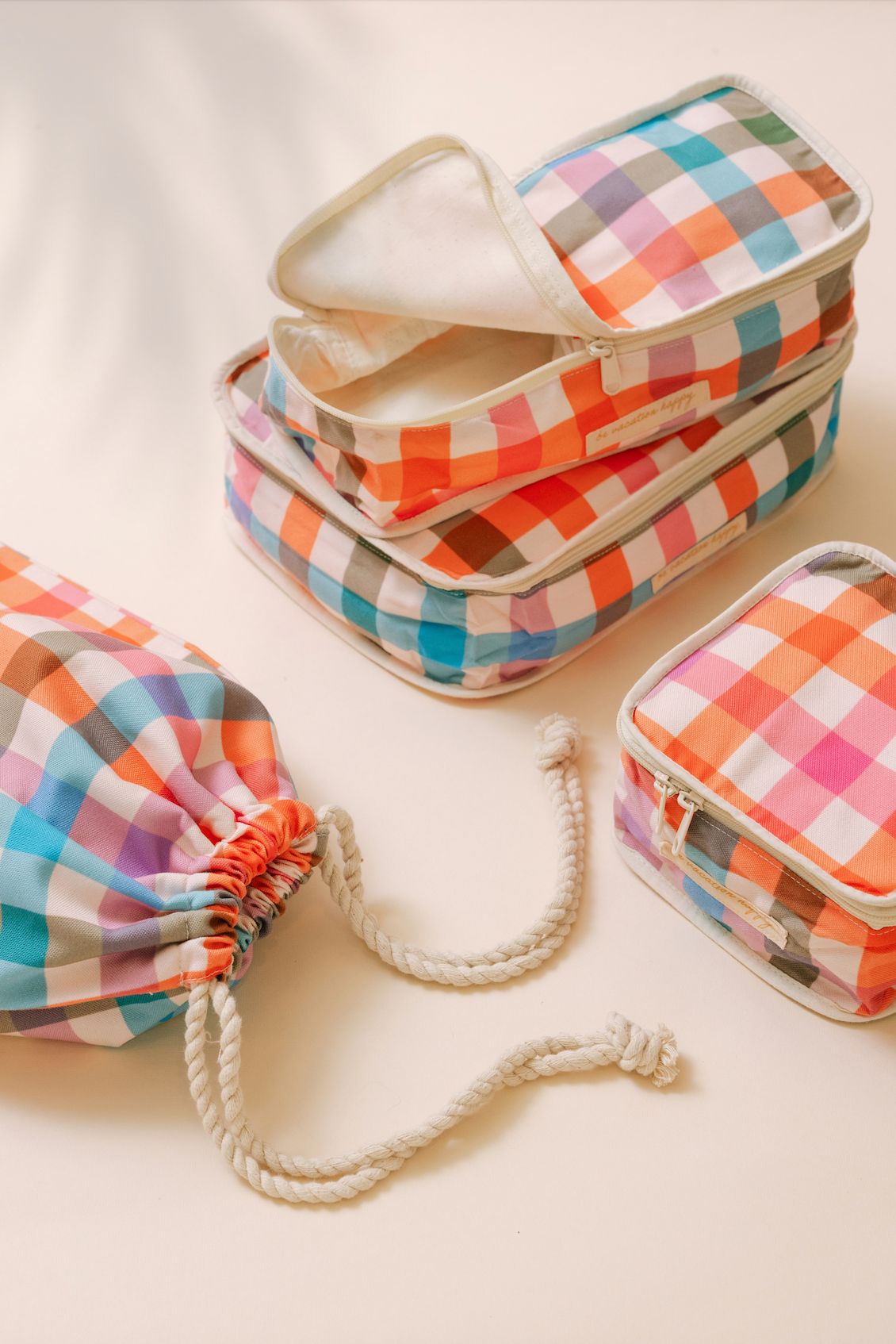 Rainbow Plaid Packing Cube Set