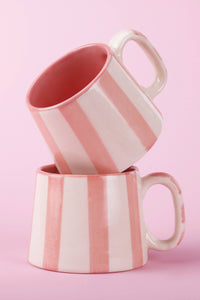 Thumbnail for Pretty in Pink Stripe Ceramic Coffee Cup