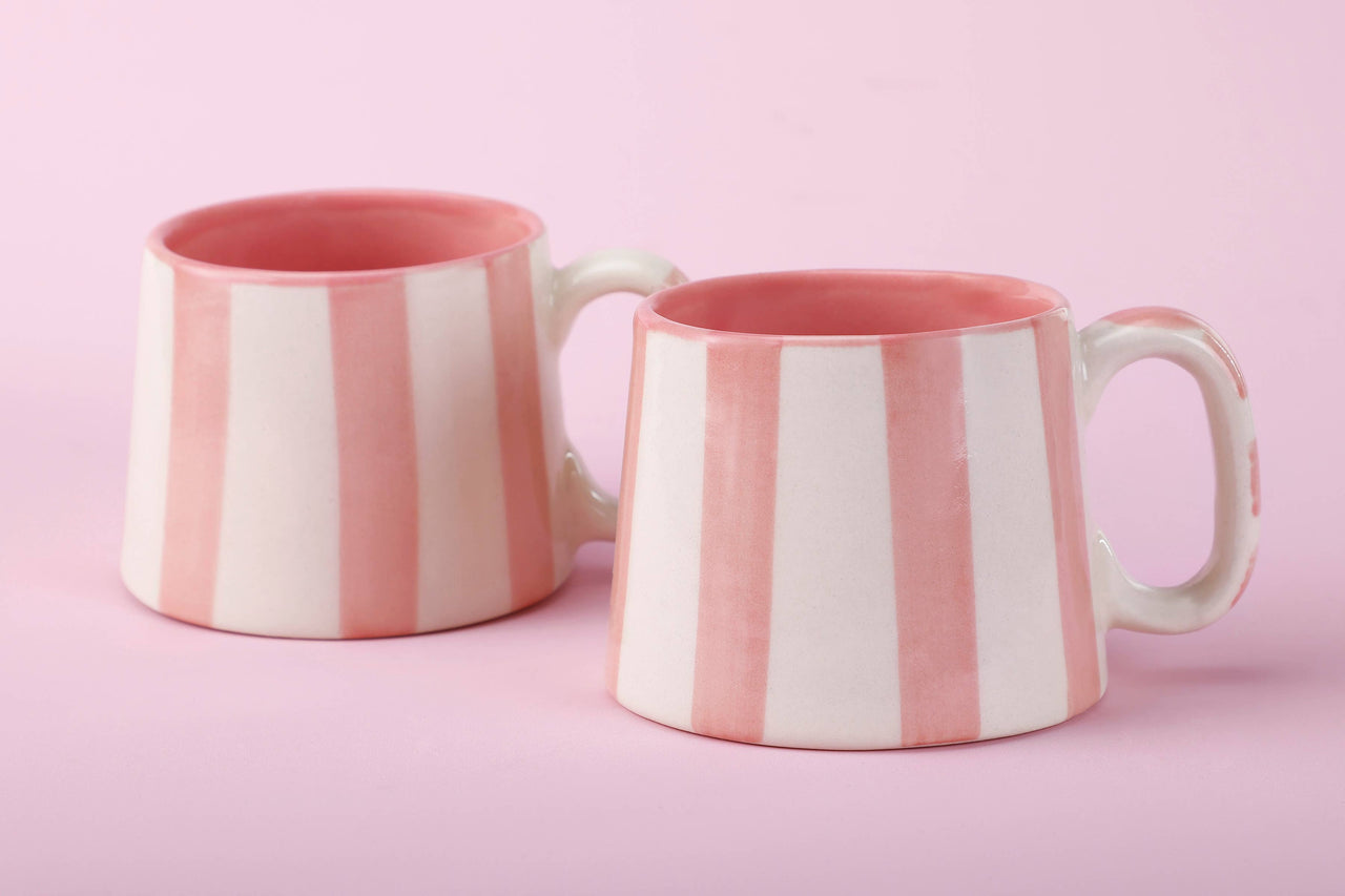 Pretty in Pink Stripe Ceramic Coffee Cup