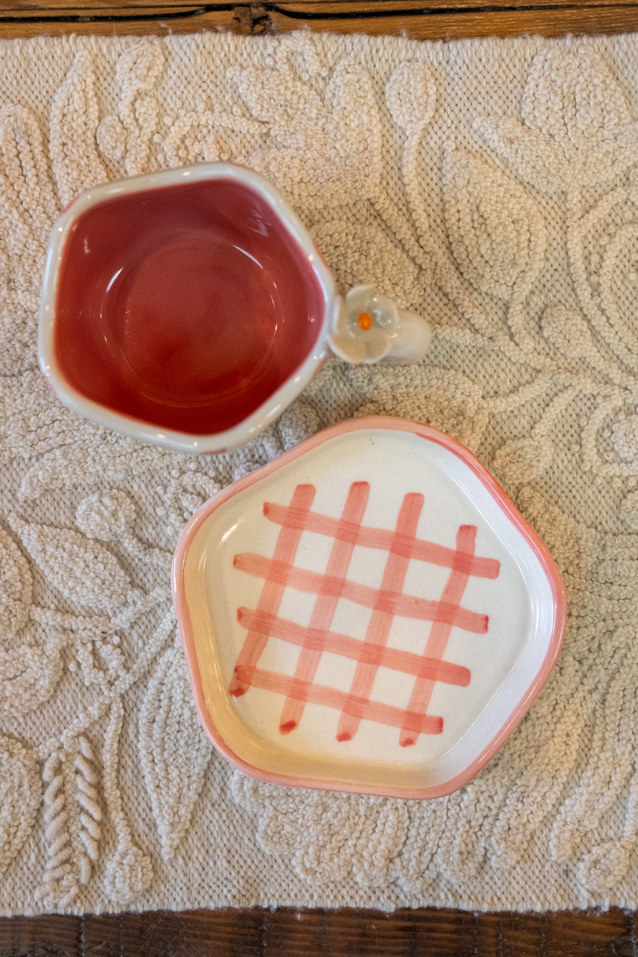 Pretty in Pink Gingham Coasters Ceramic