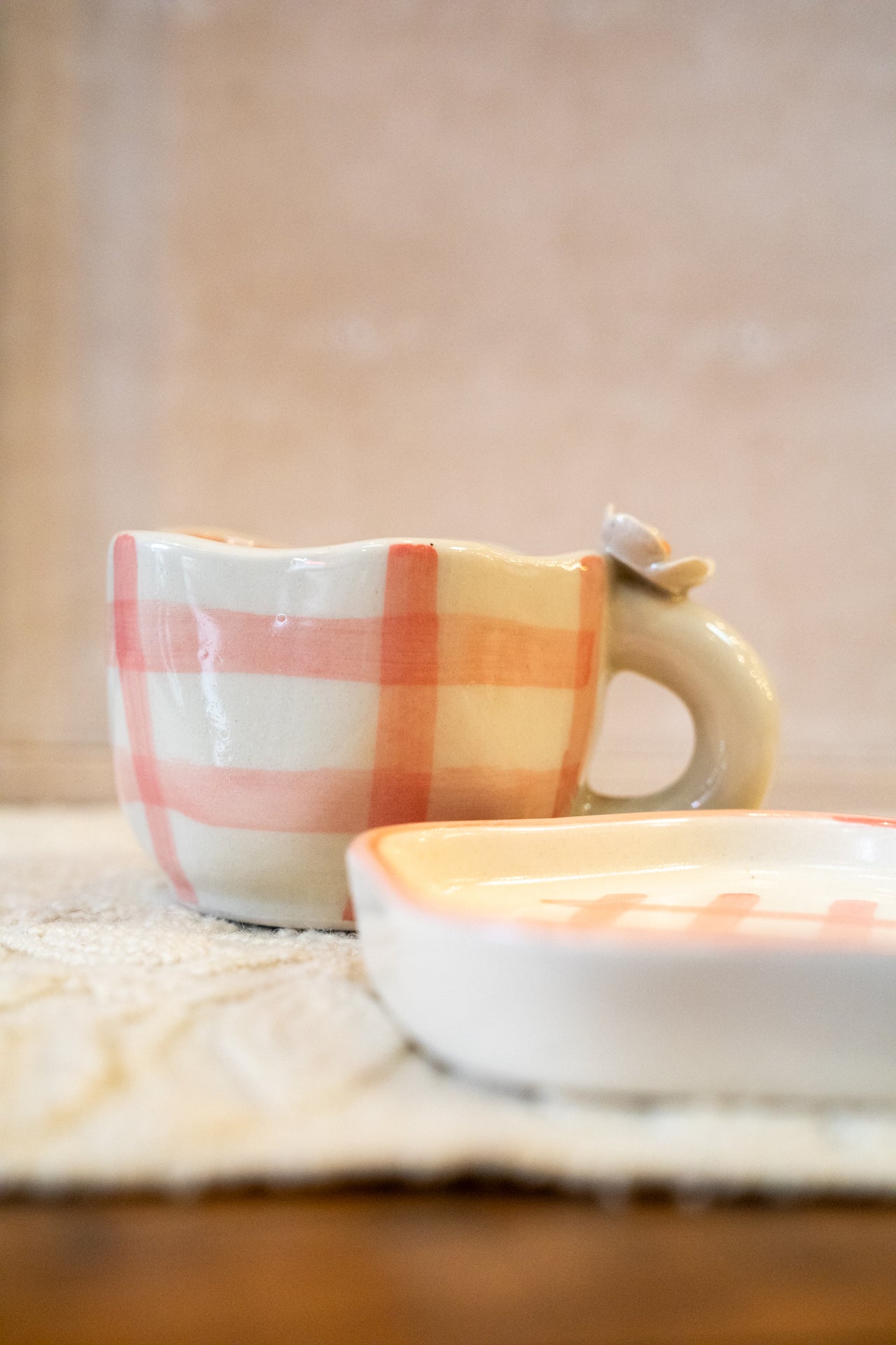 Pretty in Pink Gingham Coasters Ceramic
