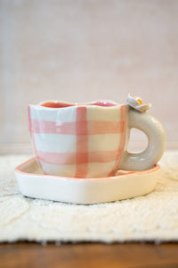 Thumbnail for Pretty in Pink Gingham Coasters Ceramic