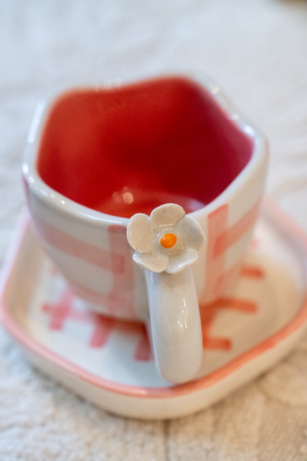 Pretty in Pink Gingham Coasters Ceramic