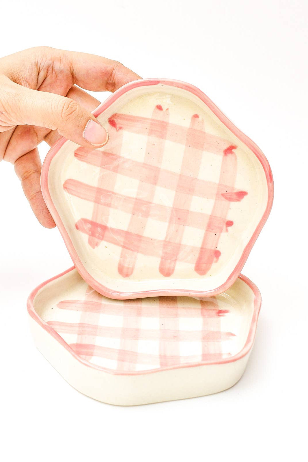 Pretty in Pink Gingham Coasters Ceramic