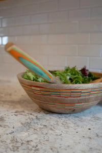 Thumbnail for Striped Mango Wood Salad Bowl