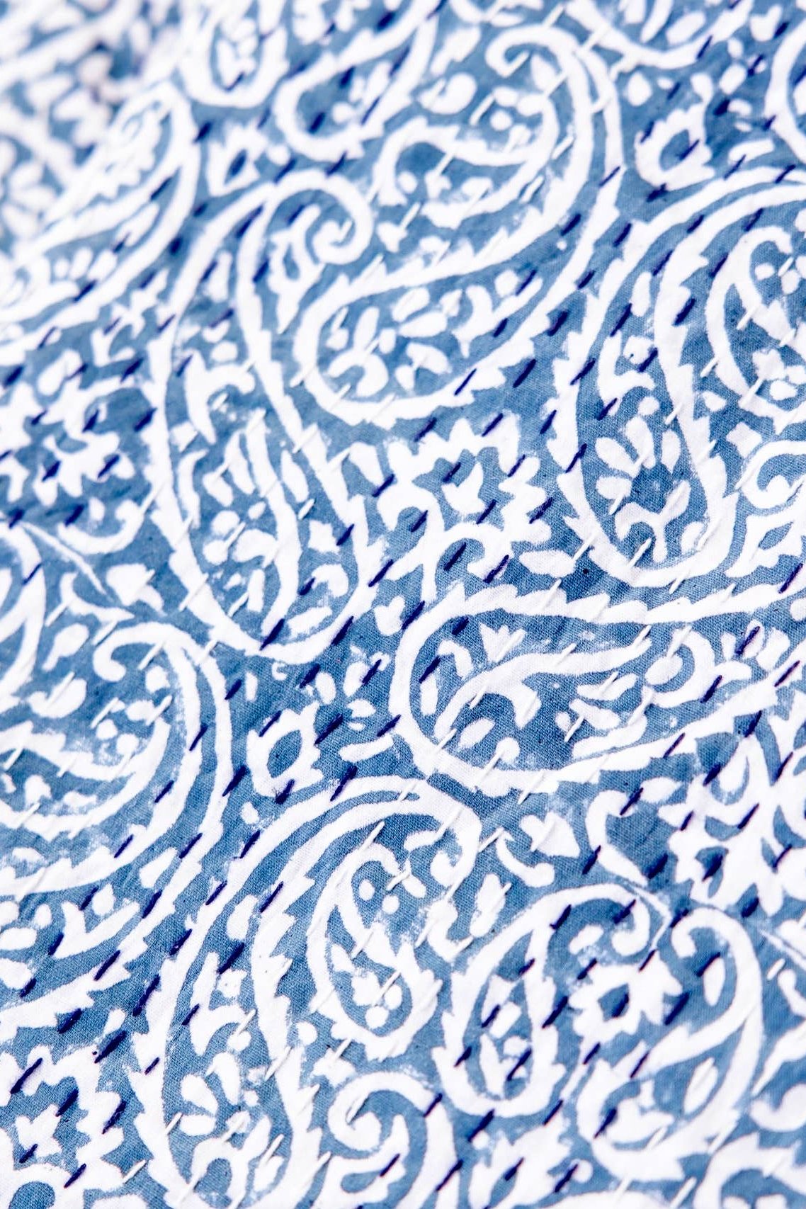 Block Print Kantha Stitch Throw