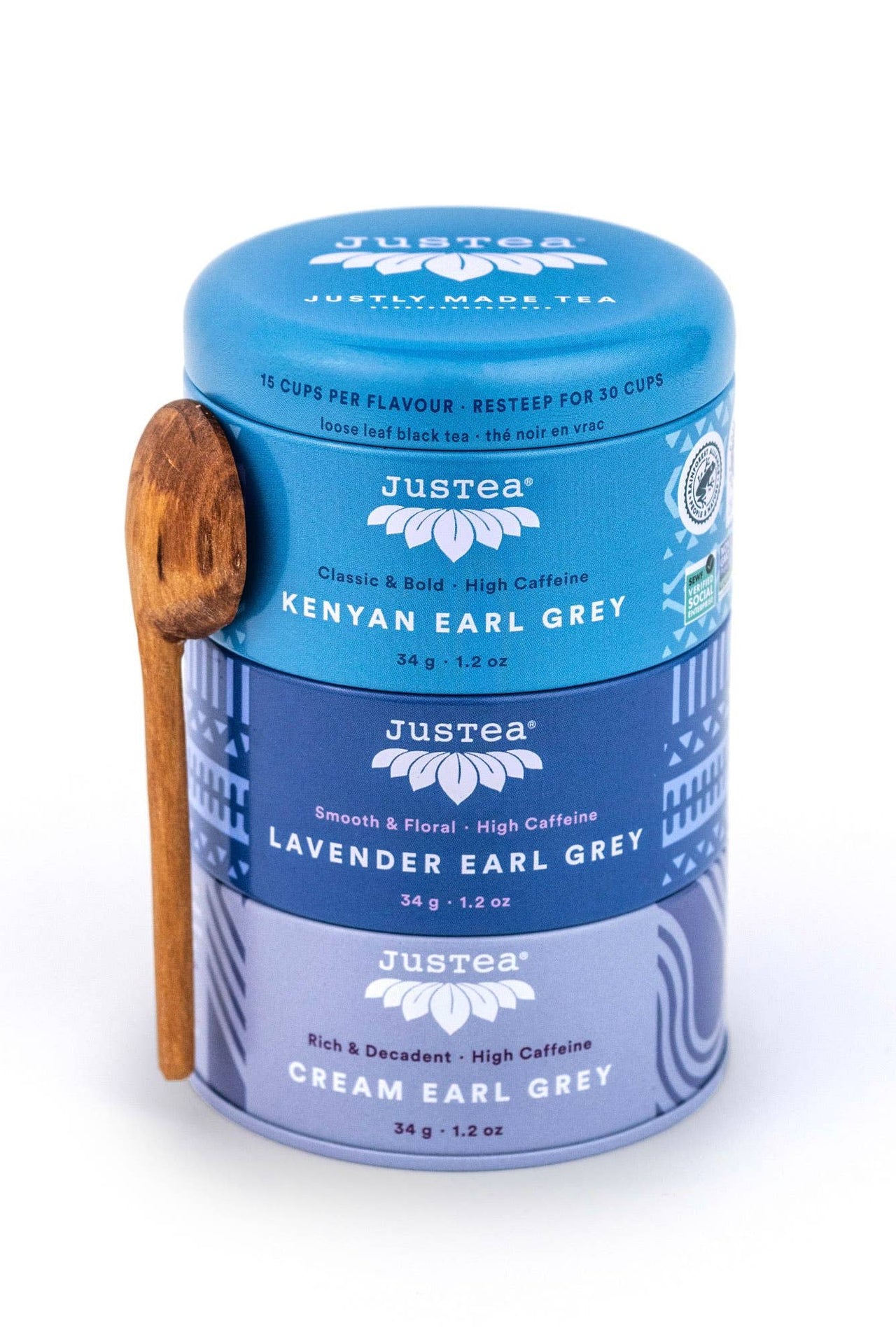 JusTea Trio Tin & Spoon Set
