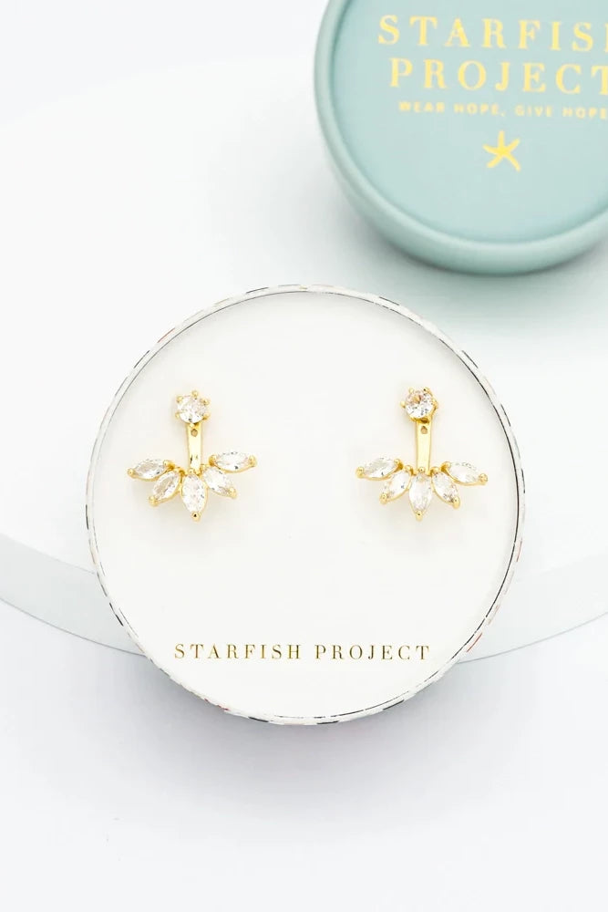 Shine Together Marquise Cut Zircon + Gold Ear Jacket Earrings