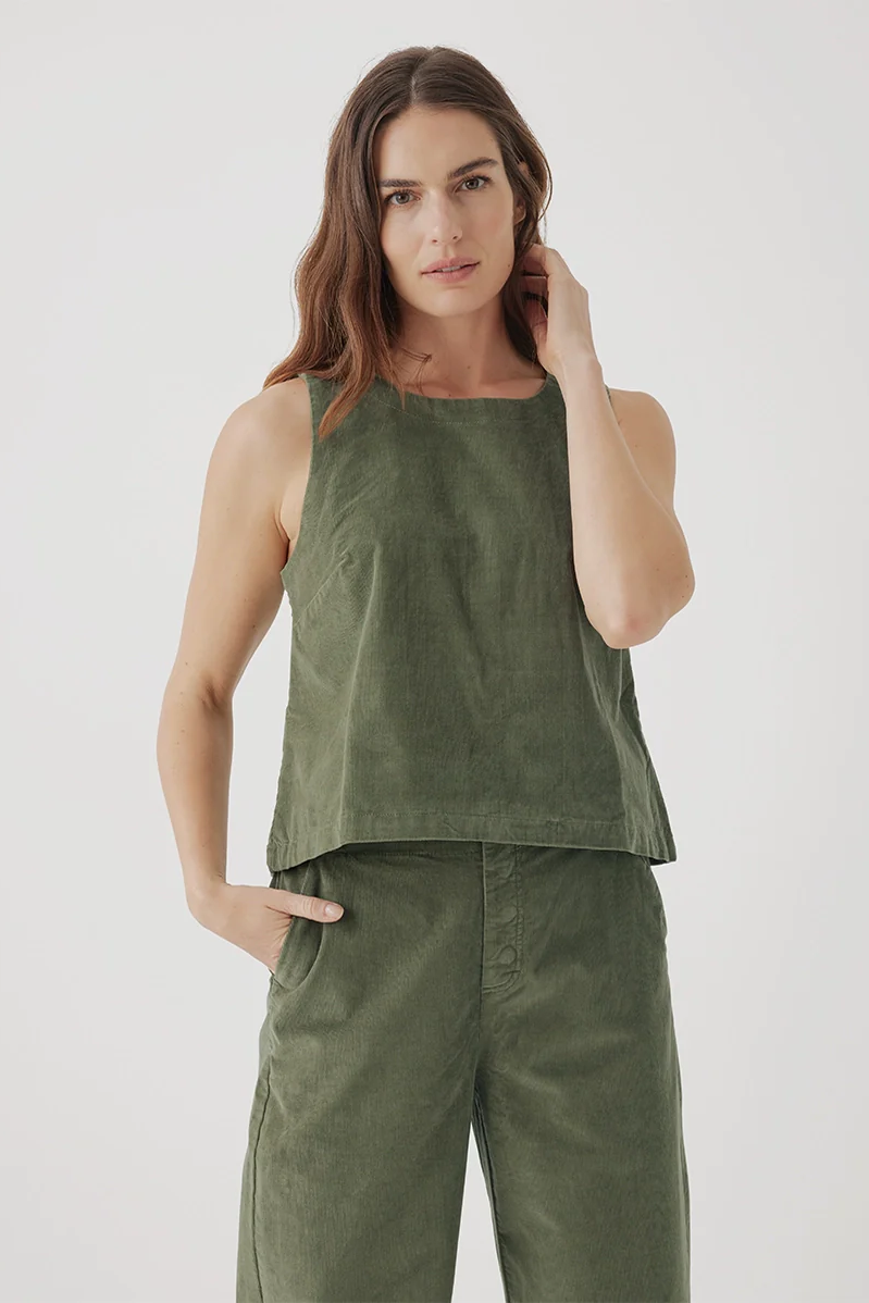 Modern Corduroy Button Back Tank