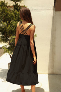 Thumbnail for Bella Lyocell Cross-Back Midi Dress
