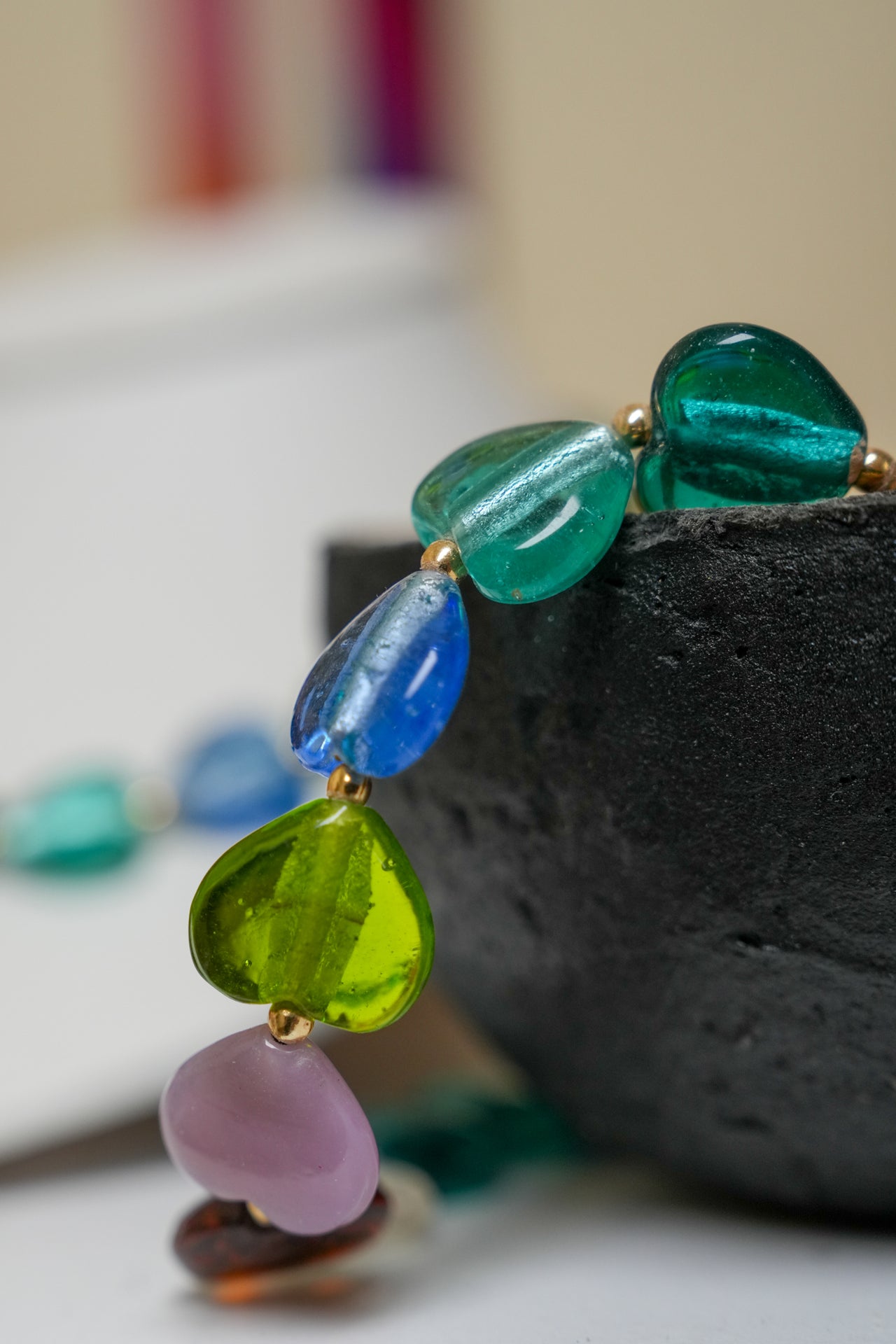 Lampwork Glass Beaded Heart Necklace