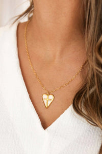 Thumbnail for Demi Pearl Heart + Cross Necklace