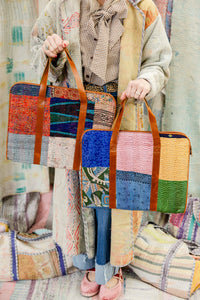 Thumbnail for Handcrafted Silk Patch Kantha Work Laptop Bag