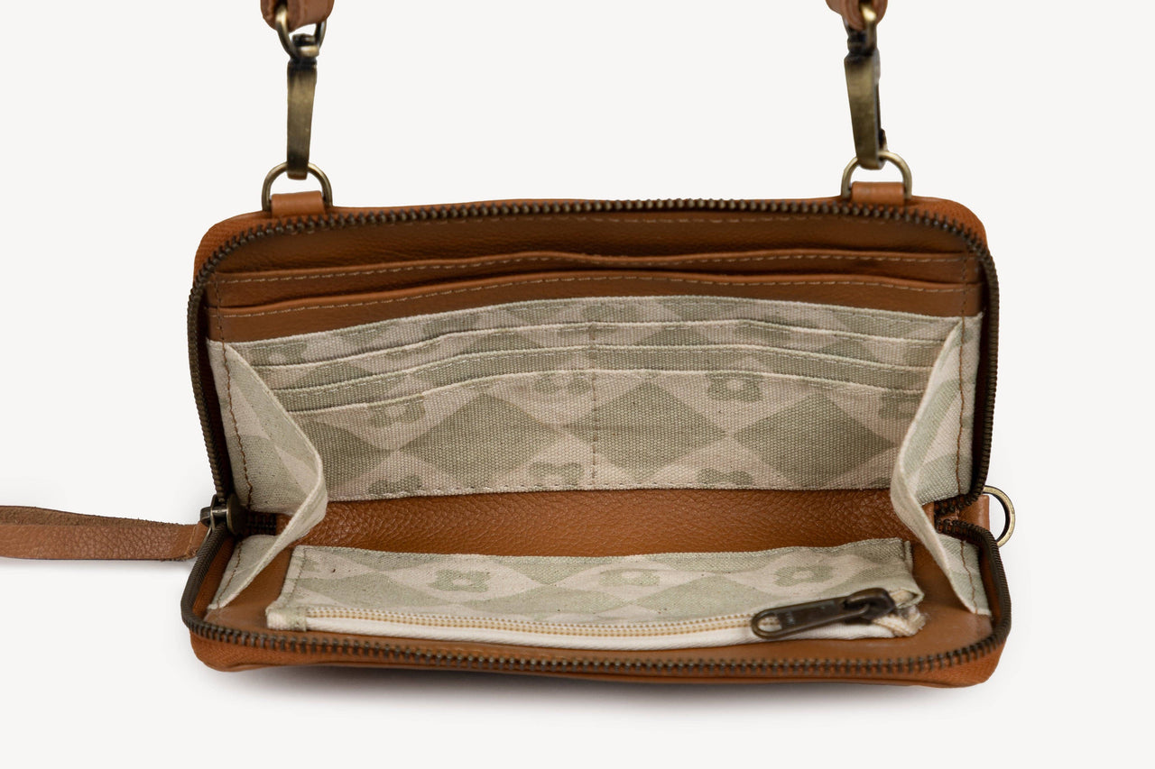 Pebbled Leather Crossbody Wallet