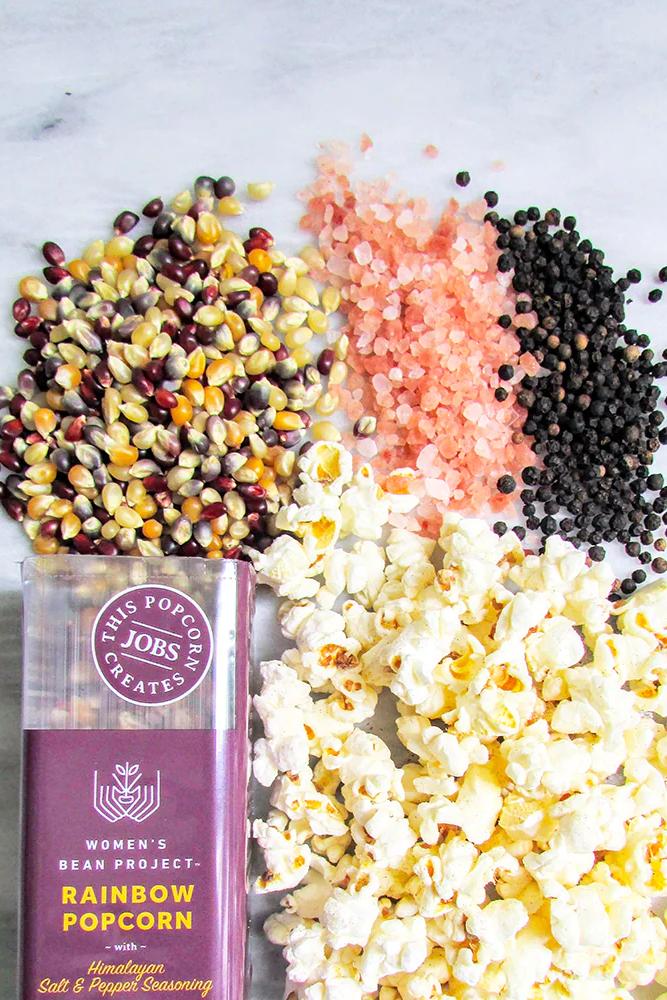 Rainbow Popcorn with Salt and Pepper Seasoning