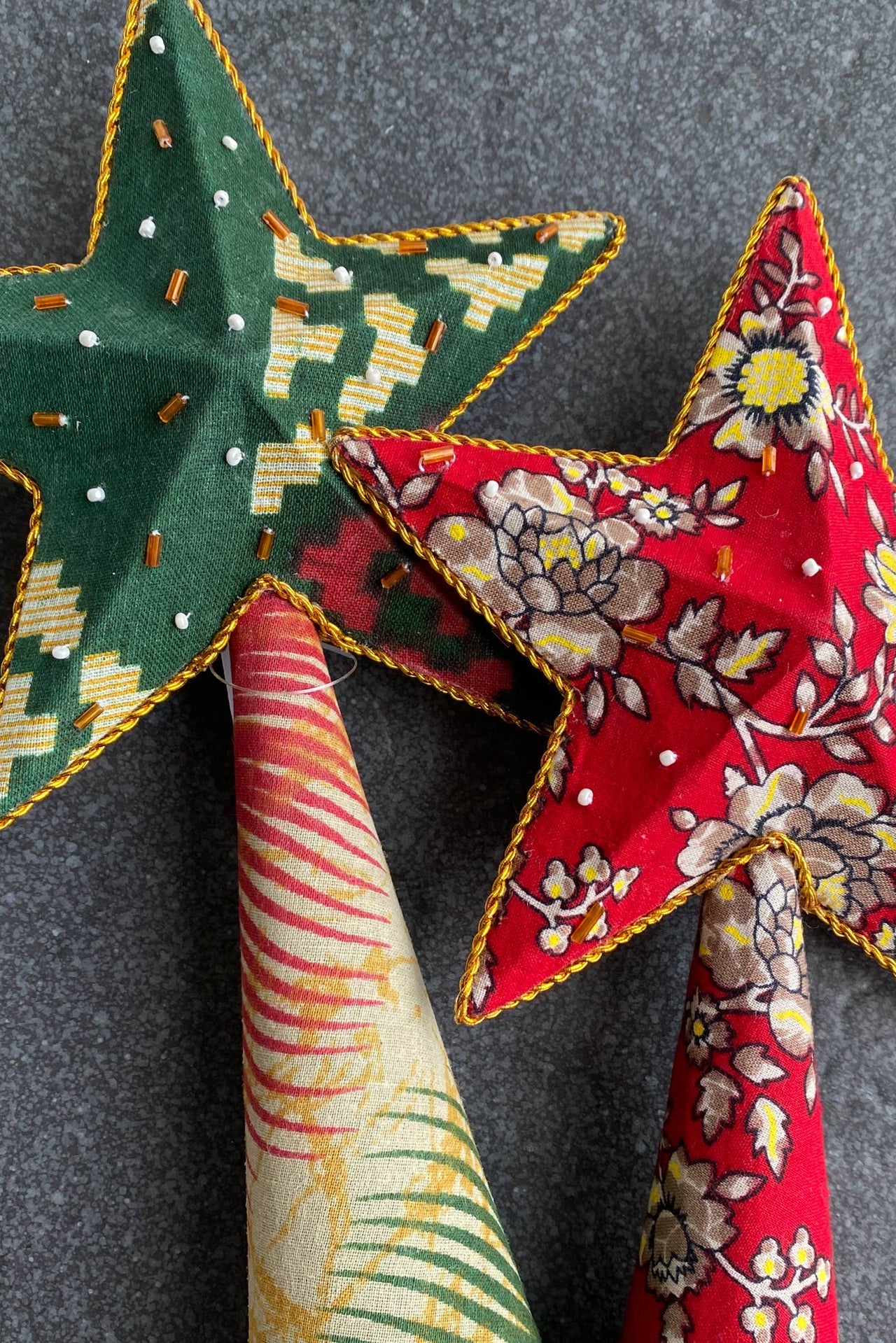Upcycled Assorted Sari Star Tree Topper