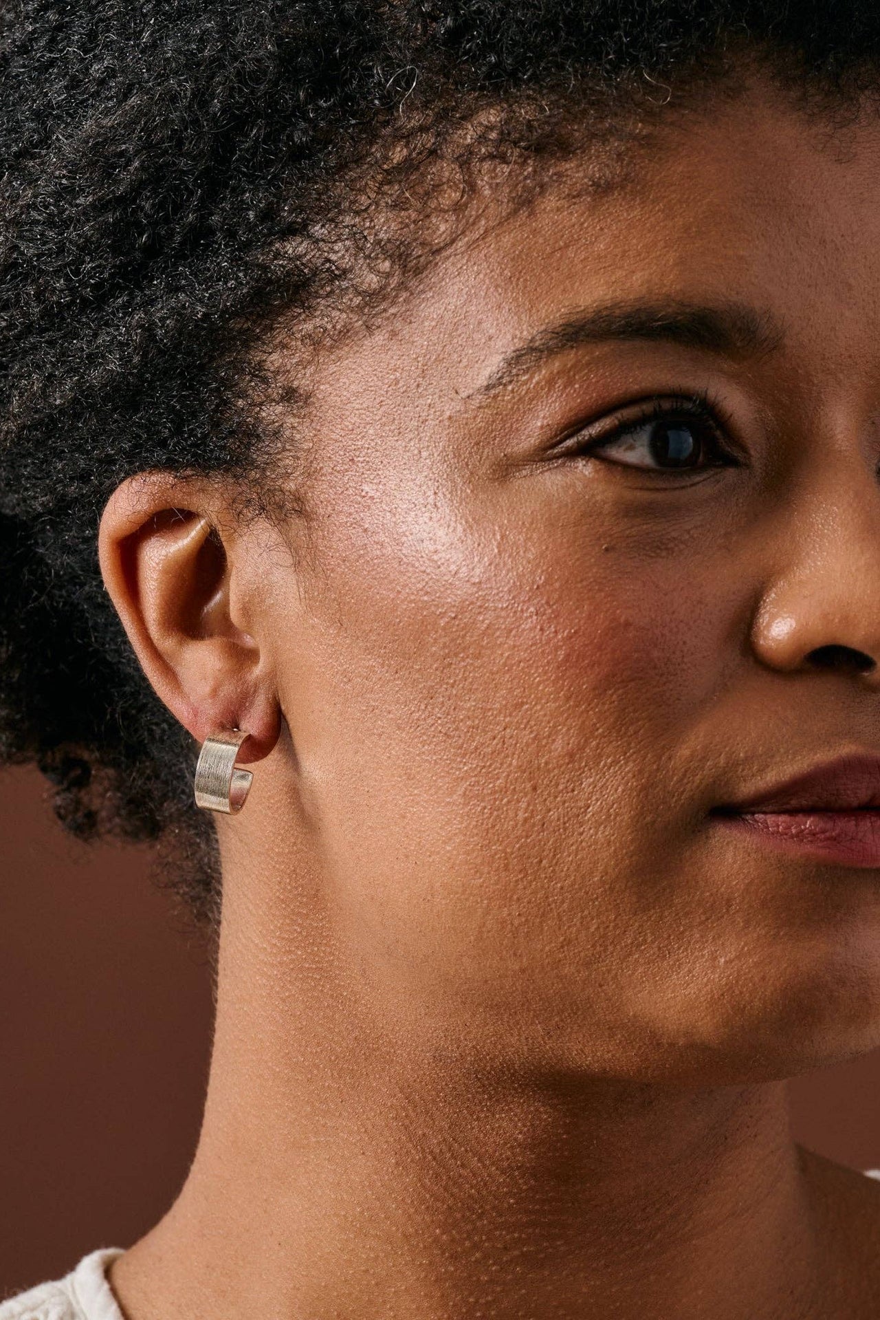 Hiral Brushed Silver Hoop Earrings