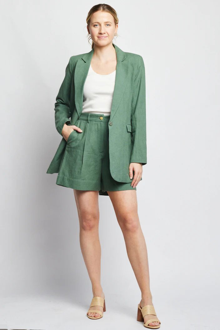 【2plan】Heyd Linen Half Blazer Linen-Blend Herringbone Hayden Blazer | Banana Republic Factory