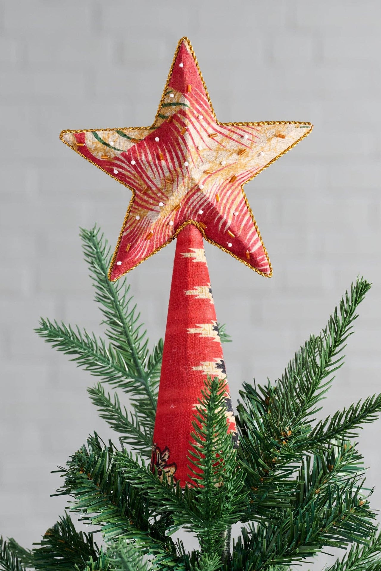 Upcycled Assorted Sari Star Tree Topper