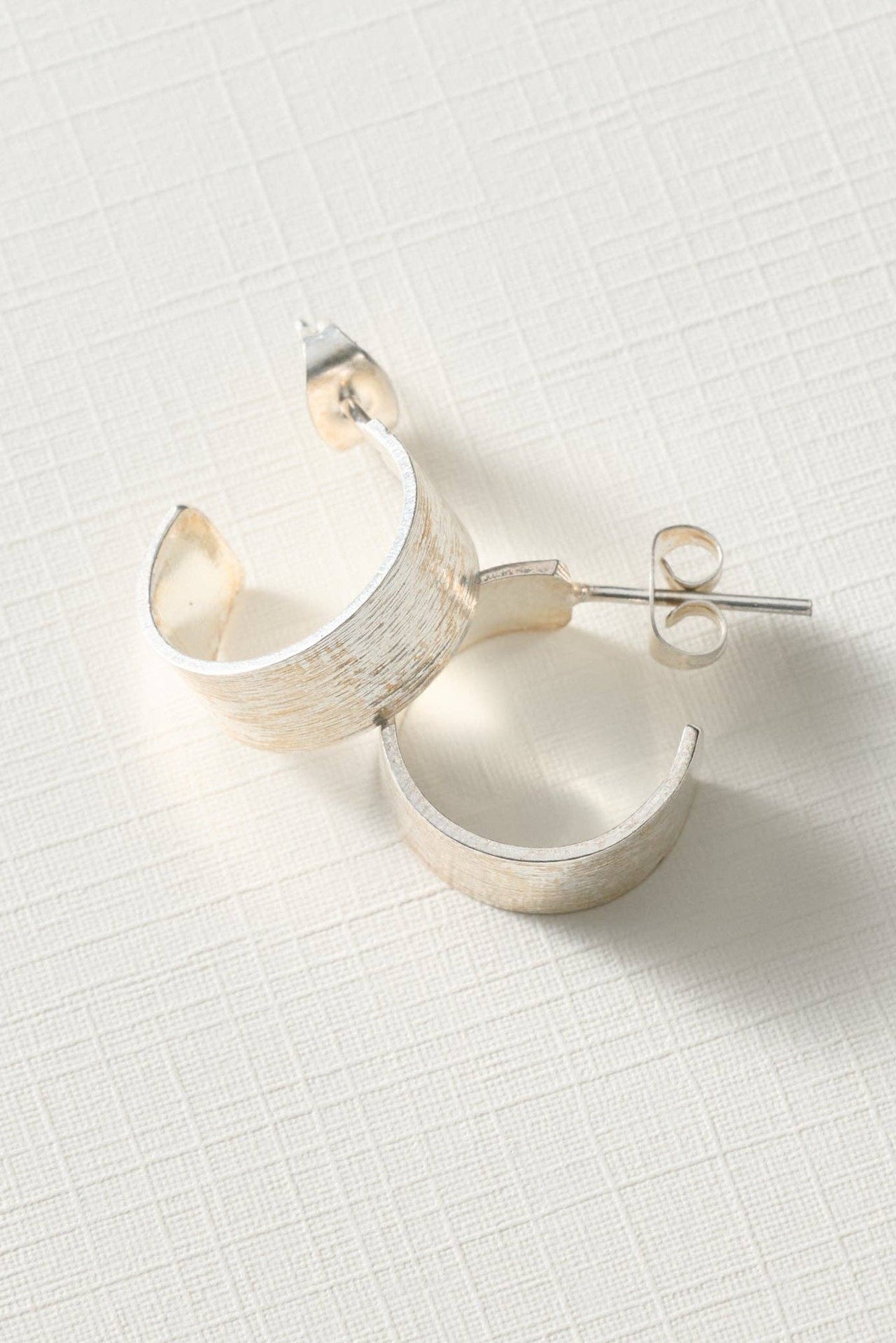 Hiral Brushed Silver Hoop Earrings