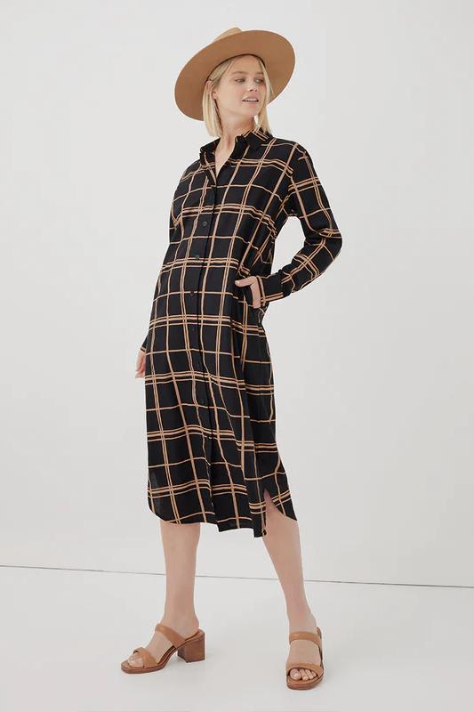 Sunset Light Gauze Midi Shirt Dress