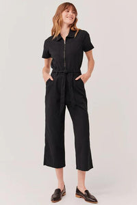 Thumbnail for Boulevard Brushed Twill Zip Front Jumpsuit