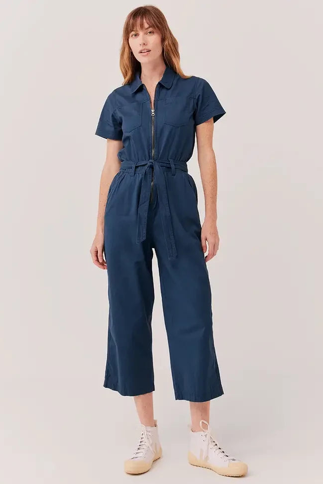 Women's Boulevard Brushed Twill Zip Front Jumpsuit made with