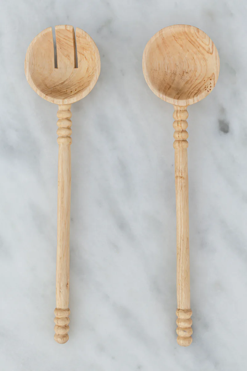 Hand Carved Wooden Serving Spoon Set