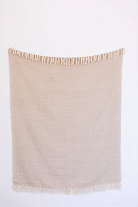 Thumbnail for Hand Loomed Cotton Throw Taupe Diamond