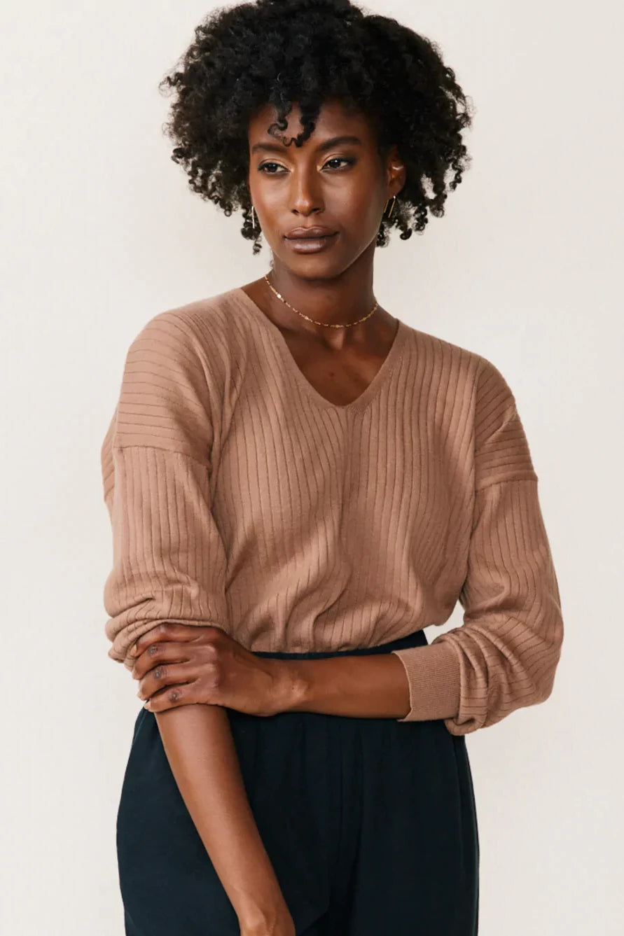 Elsie Rib V-neck Pullover