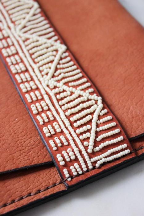 Taino Beaded Leather Clutch