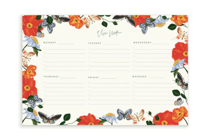 Butterfly Garden Weekly Notepad