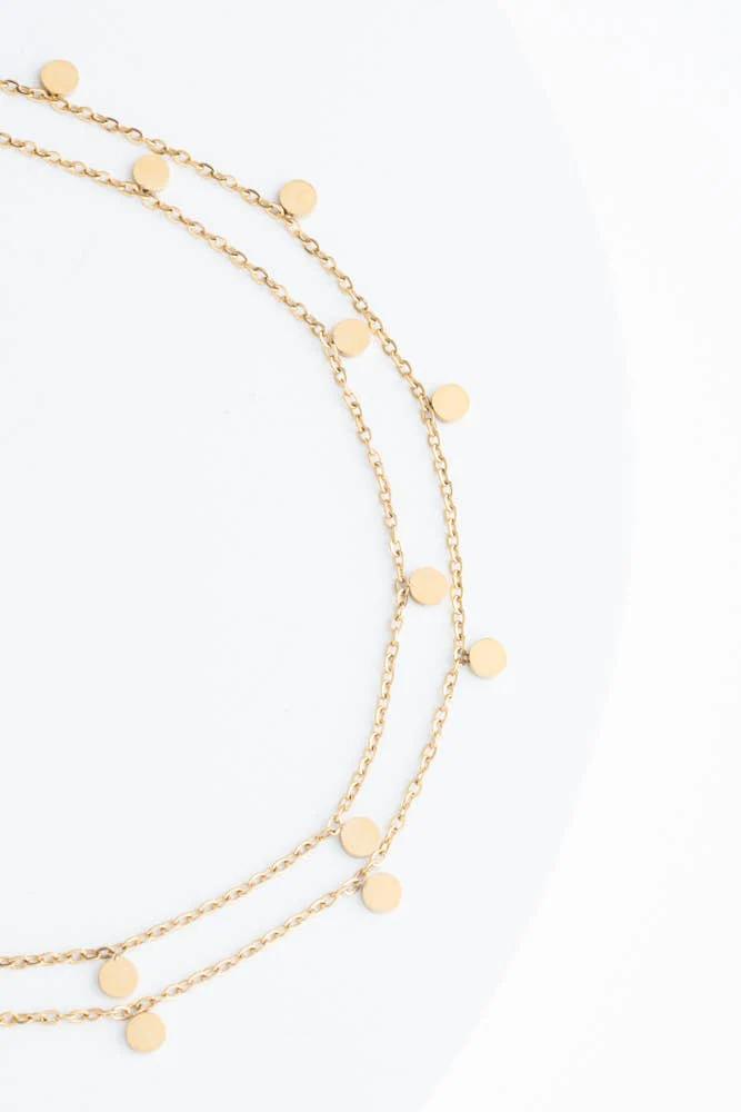 Evelyn Gold Drop Double Chain Necklace
