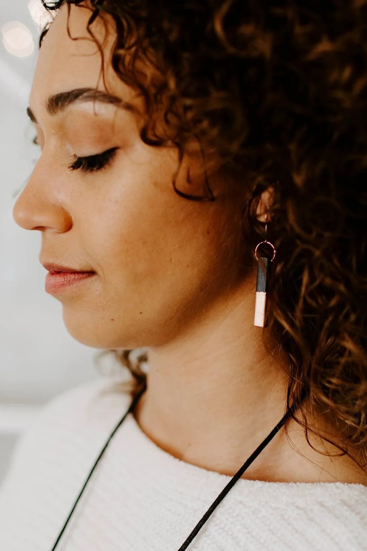 Blush and Ebony Wood Bead Earrings