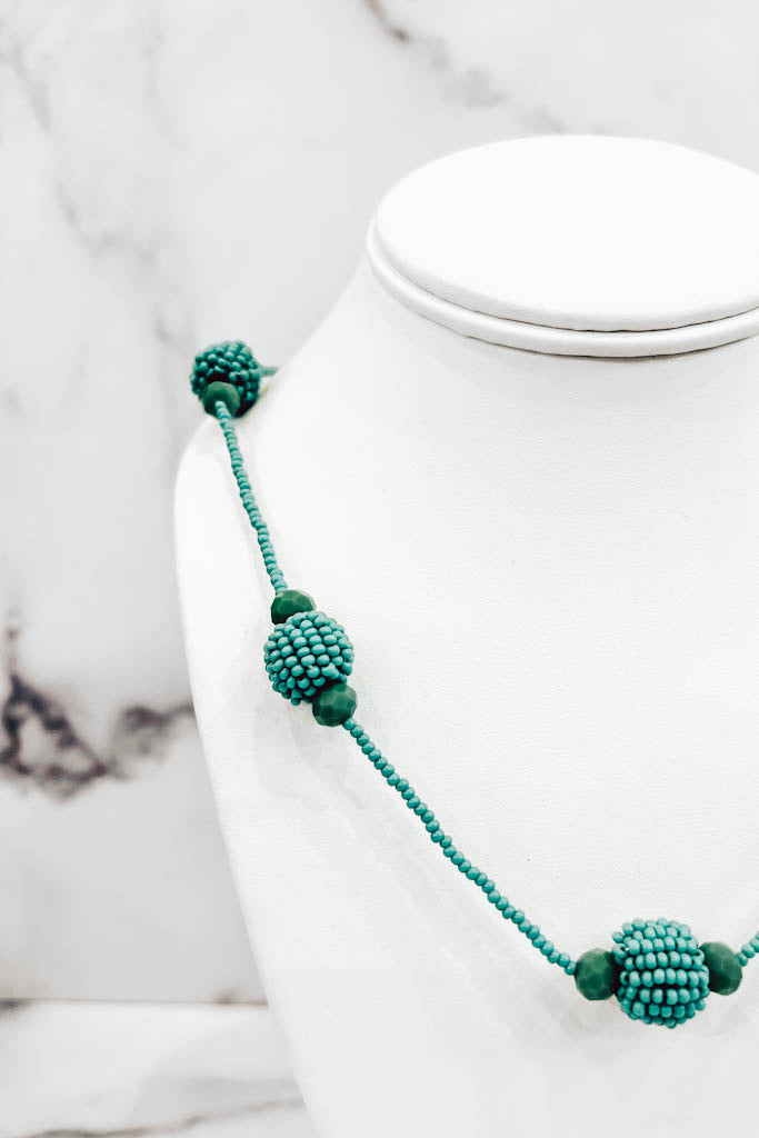 Turquoise Beaded Spheres Necklace