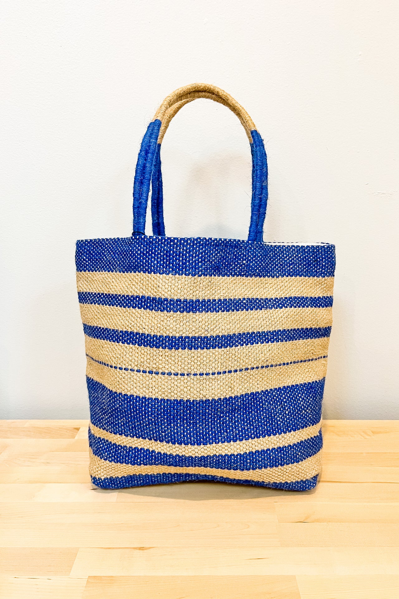 Light Blue Tote Fairtrade Plastic Bag Handwoven Recycled 
