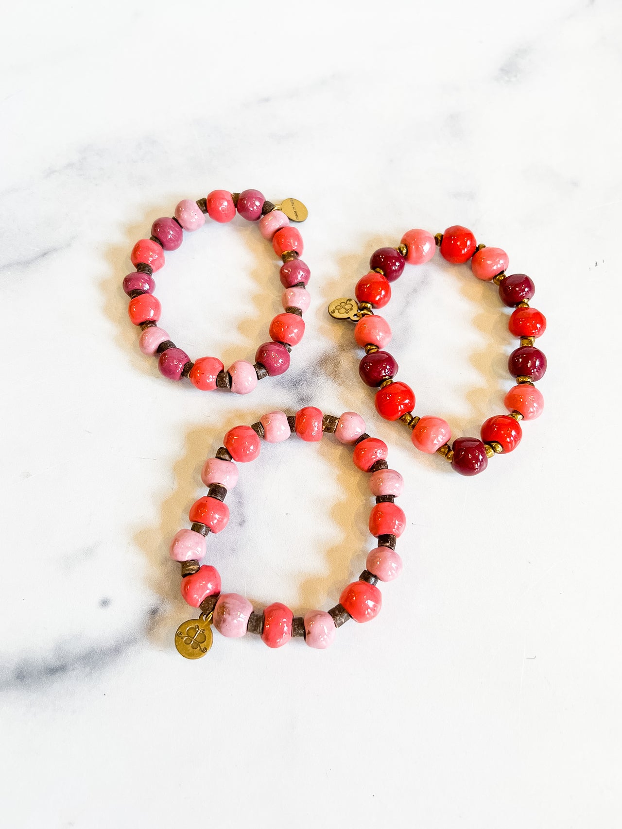 Handcrafted Stackable Set Clay Bead Bracelets from Haitian
