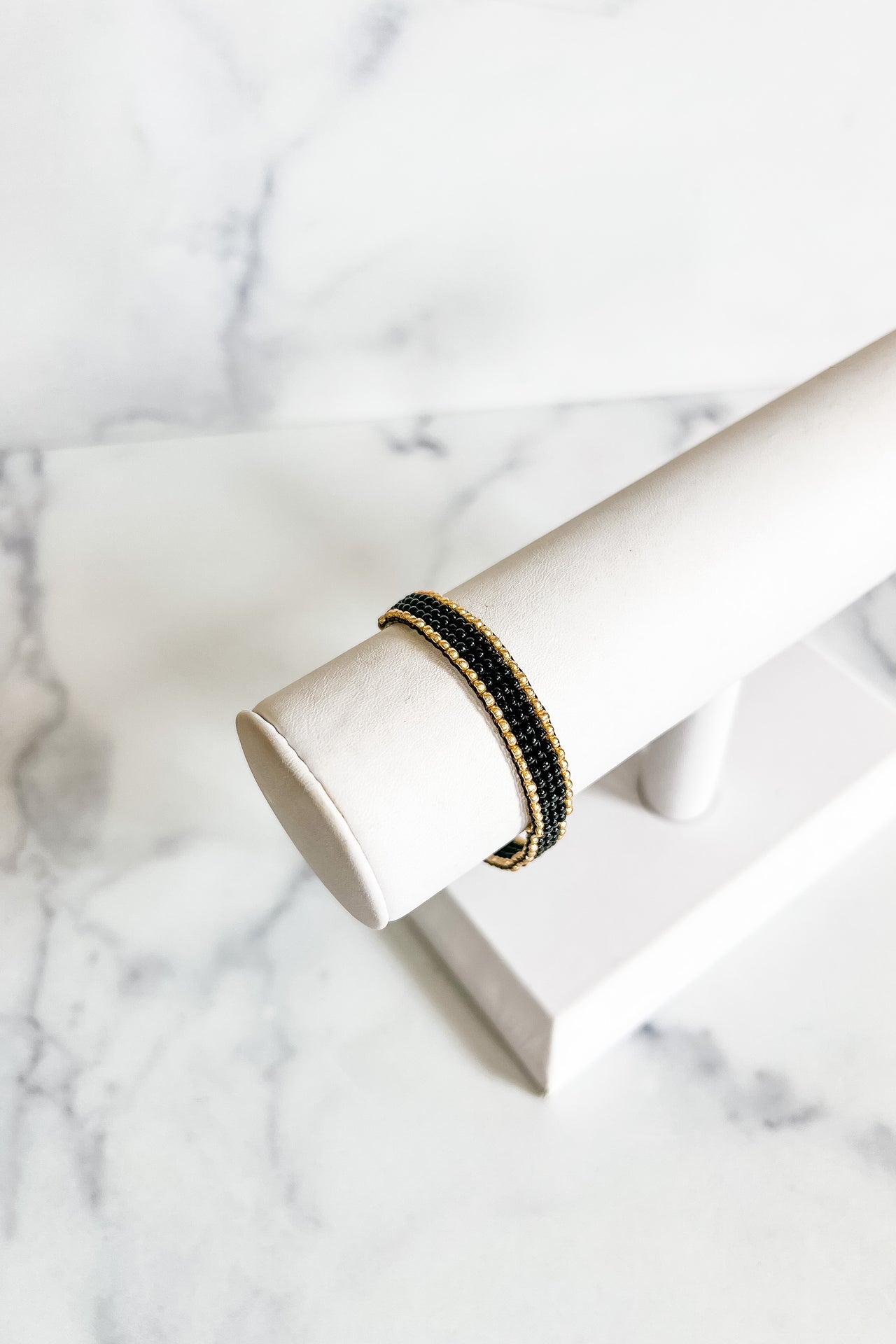 Black and Gold Beaded Bracelet